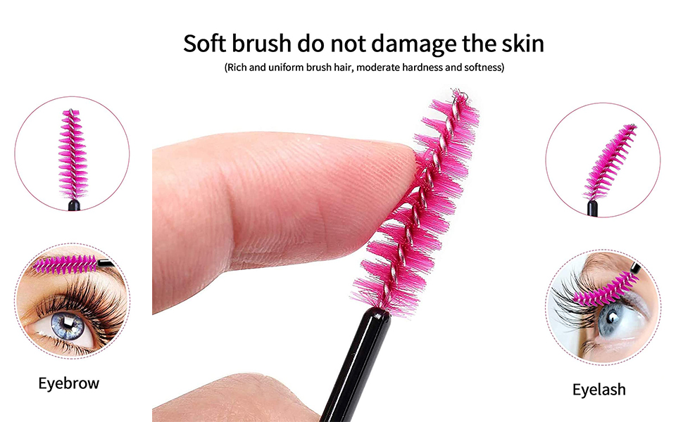 Disposable Eyelash Brush Mascara Wands Spoolies Brushes for Eyelash Extensions Eyebrows Rose color