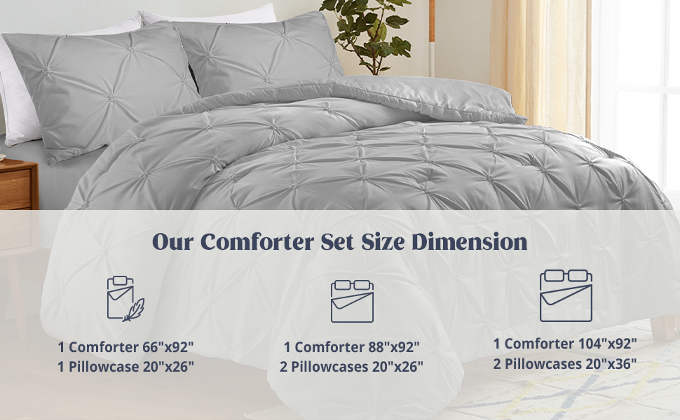 puredown® King Size Comforter Set 3 Pieces Bed in a Bag