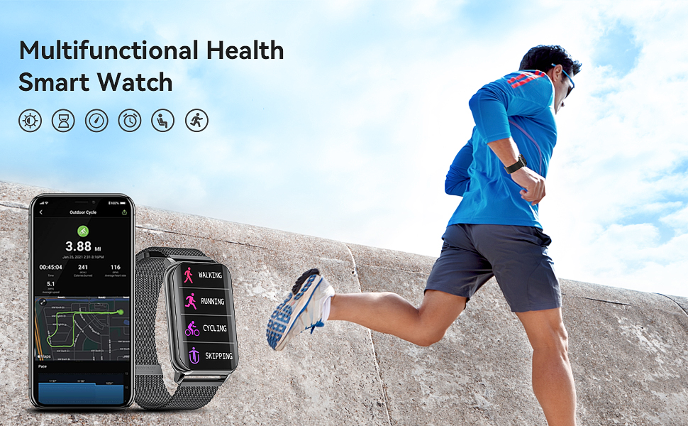 Smartwatch for Men Women, 1.57" DIY Full Touch Screen, Fitness Tracker