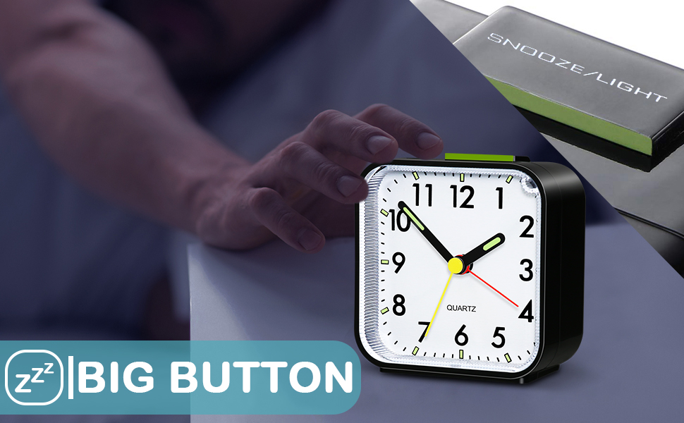 Jcobay Battery Powered Alarm Clock Bedside Non Ticking Silent Desk