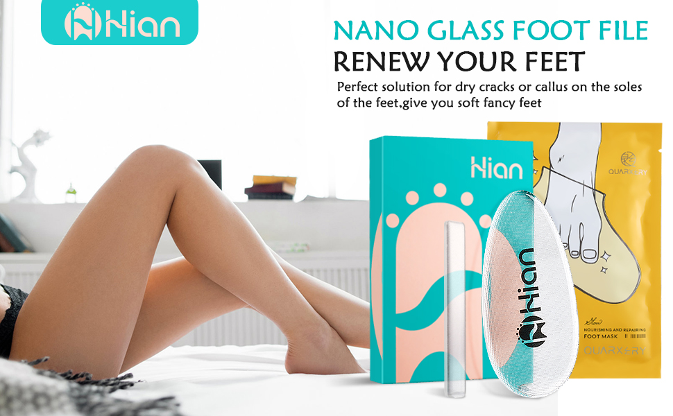 Foot Scrubber Callus Remover Glass Foot File with Hydrating Foot Mask Nail File,