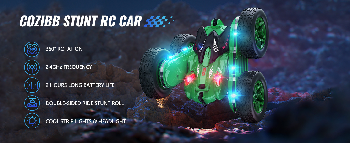 Remote Control Car, RC Cars with Strip Lights and Headlight