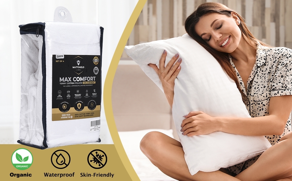 Mattshield MAX COMFORT Set of 4 Organic Cotton Pillow Protector