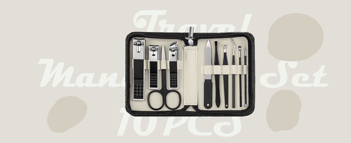 black manicure set 10pcs