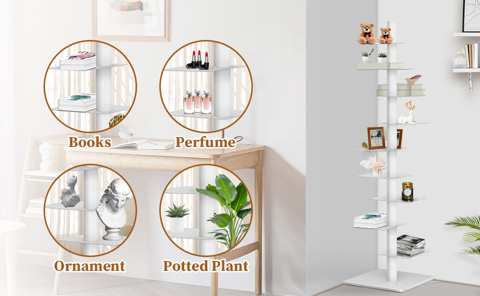  Tier Metal Vertical Bookshelf Tower