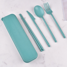 Portable Travel Cutlery Set - Wheat Straw Fork, Spoon & Case, Eco-Friendly Dinnerware For Students, Office & Camping - From Dinnerware Sets - Price 5.45