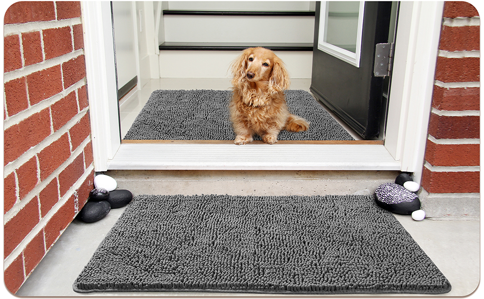 Ompaa Indoor Door Mat Entryway Rug Traps Mud and Dirt, Super Absorbent Doormats for