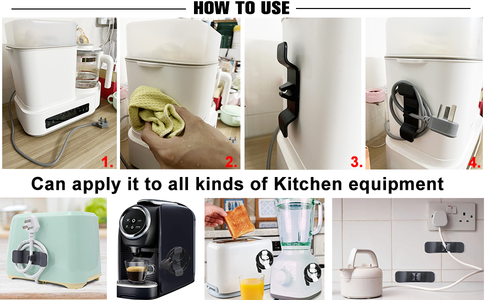 4 PCS Cord Organizer for Kitchen Appliances, Cord Wrap Cord