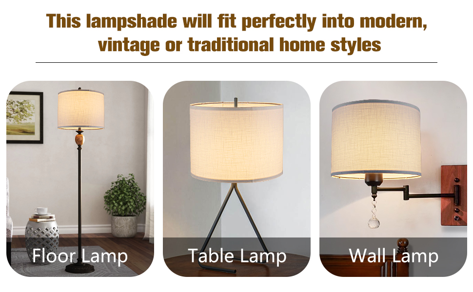 Drum Lampshade Set of 2, Lamp Shades for Table Lamps Floor Lamp, 13