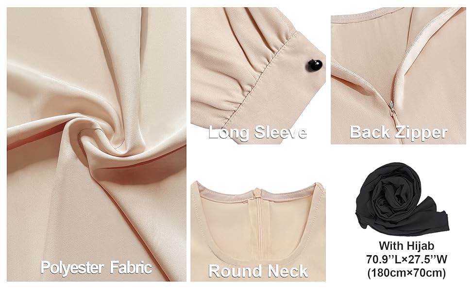 Detail for dubai abaya with zipper