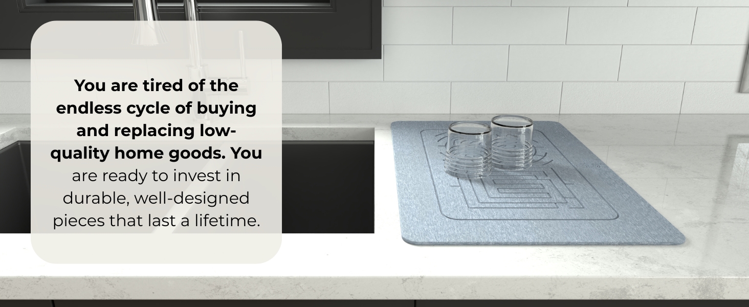 The quick-dry stone kitchen mat from Maze Oasis, perfect as a stylish dish rack alternative