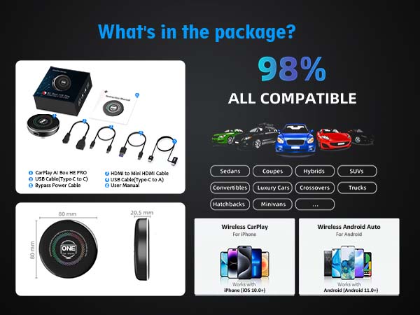 Amazon.com: OneCarStereo CarPlay Ai Box HE Pro with Android