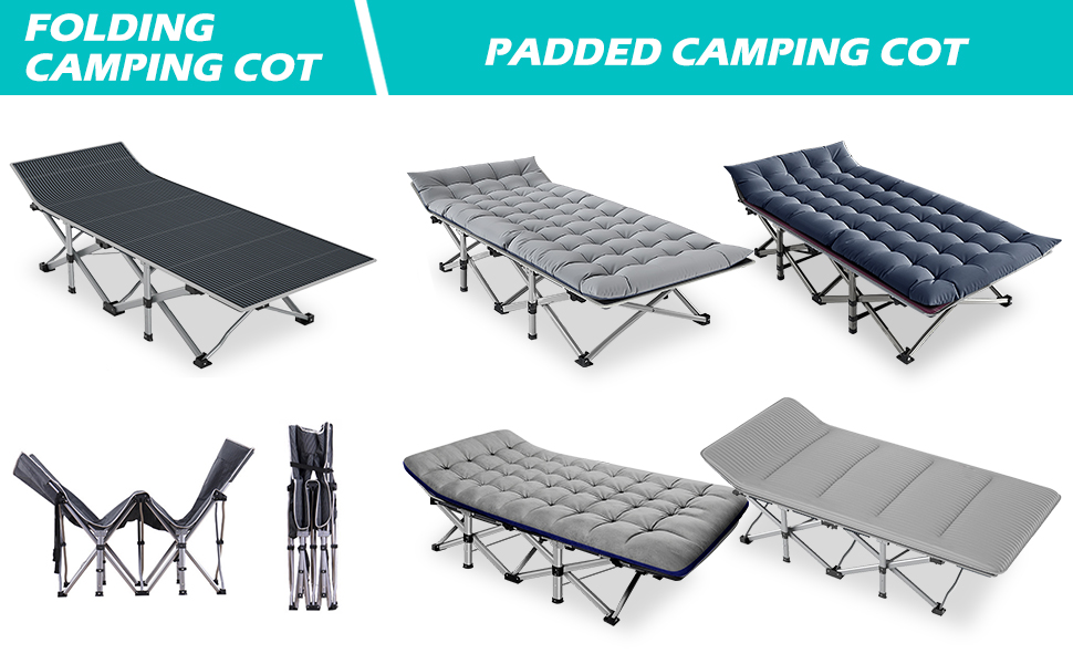 Oeyal Camping Cot Folding Camping Bed for Adults, Heavy