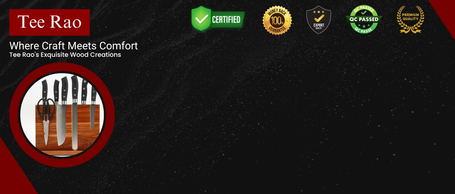 Premium Knife Block Natural Acacia Knife