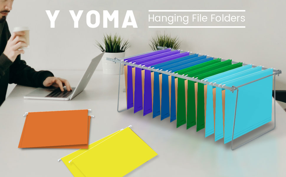 Y YOMA Hanging File Folders, Letter Size, 1/5Cut