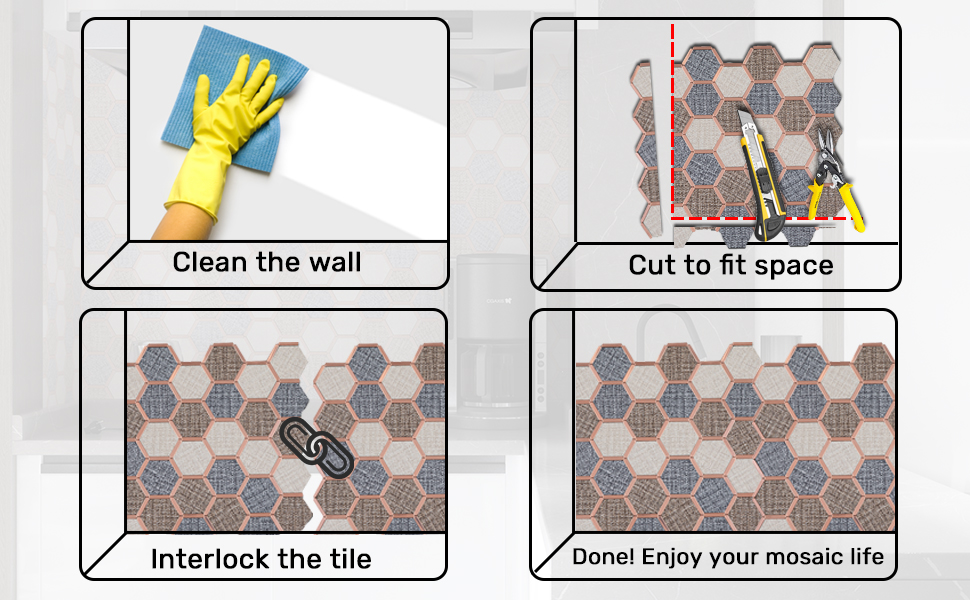 Soulscrafts 5-Sheet Peel and Stick Backsplash Tile PVC Imitation Cloth Pattern