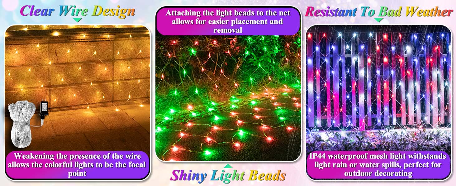 clear wire design;shiny light beads;IP44 waterproof
