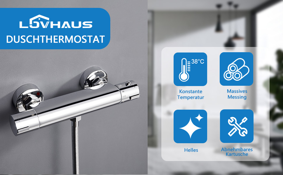 Lovhaus Duscharmatur Mit Thermostat, Thermostat Dusche Mischbatterie ...