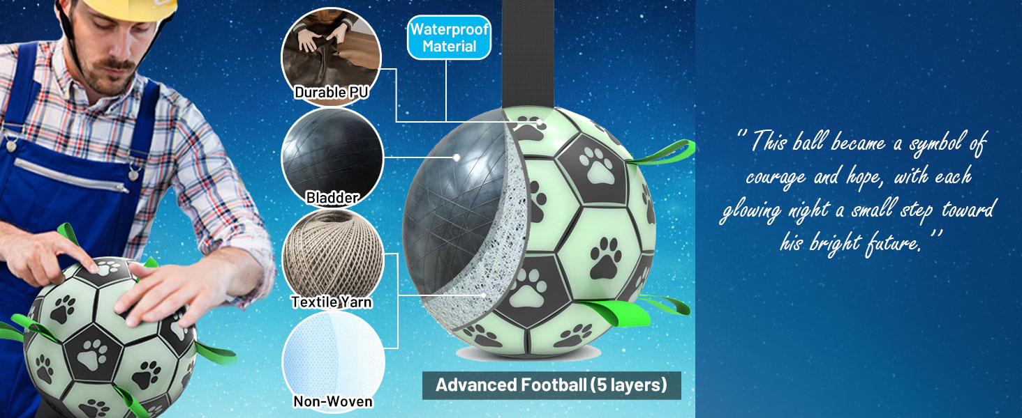 dog soccer ball in the dark