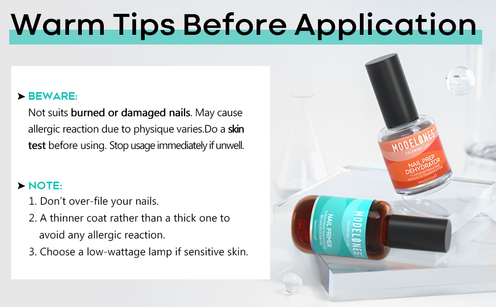 Modelones 15ml Gel Nail Polish Nail Dehydrator and Primer, 4Pcs Acid