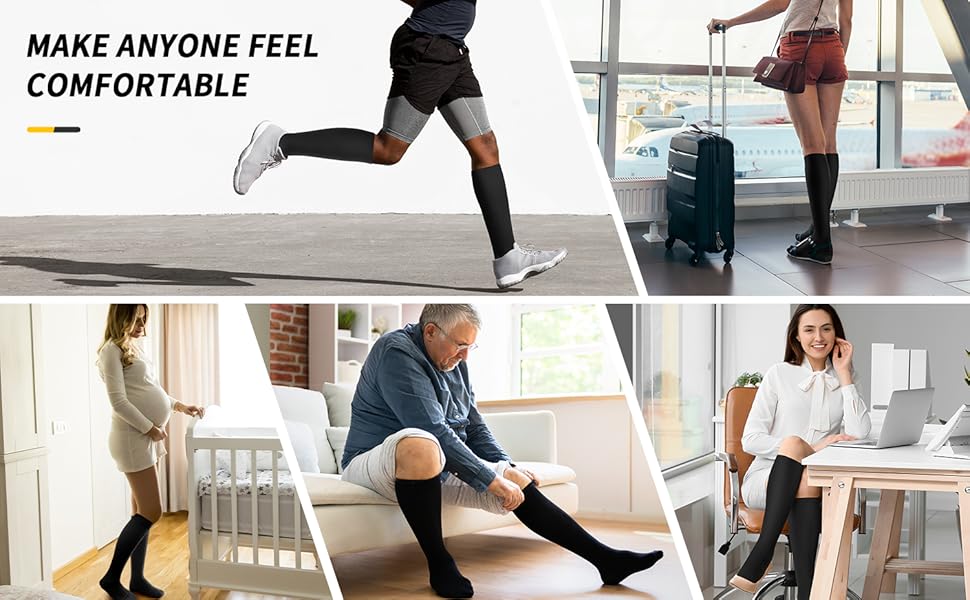 CAMBIVO 6 Pairs Compression Socks for Men and Women(1520 mmHg), fit