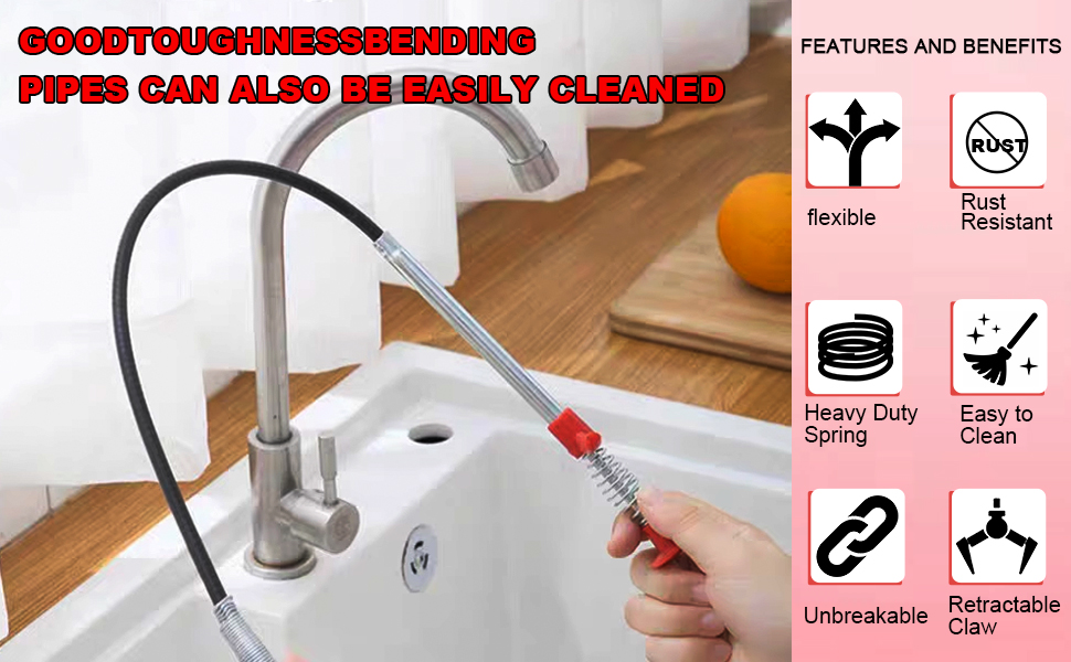 GGBOOMGG Snake Clog Remover, 62" MultiUse Flexible Grabber Tool for