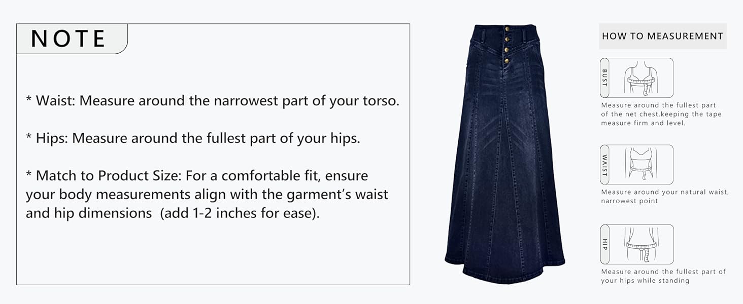 stretchy long denim skirt