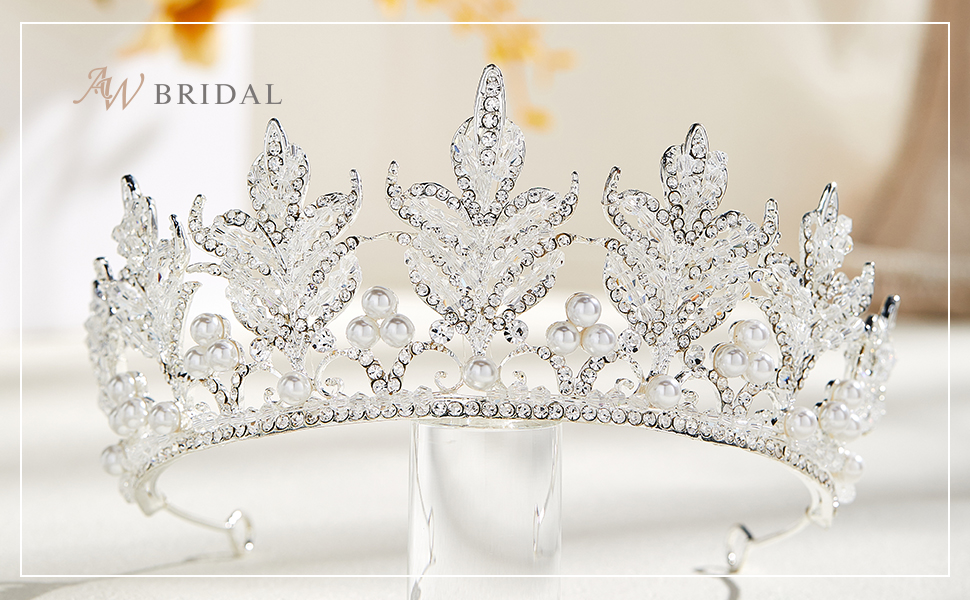 princess crown pearl silver tiara queen crown wedding crown bride headpieces
