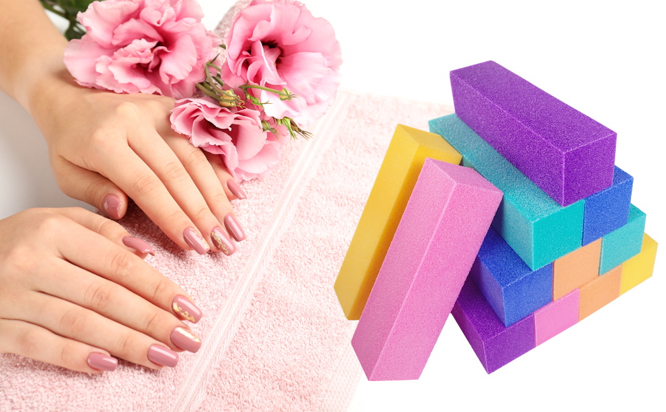 12 Pcs Nail Buffer Block for Acrylic and Natural Nails, 4 Sided Sanding Buffers for