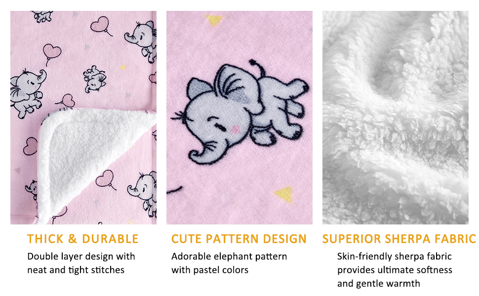 DaysU Micro Fleece Sherpa Baby Blanket Reversible Plush