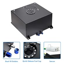 Universal 15 Gallon 60L Fuel Cell Tank with Cap and Level Sender Polished Aluminum