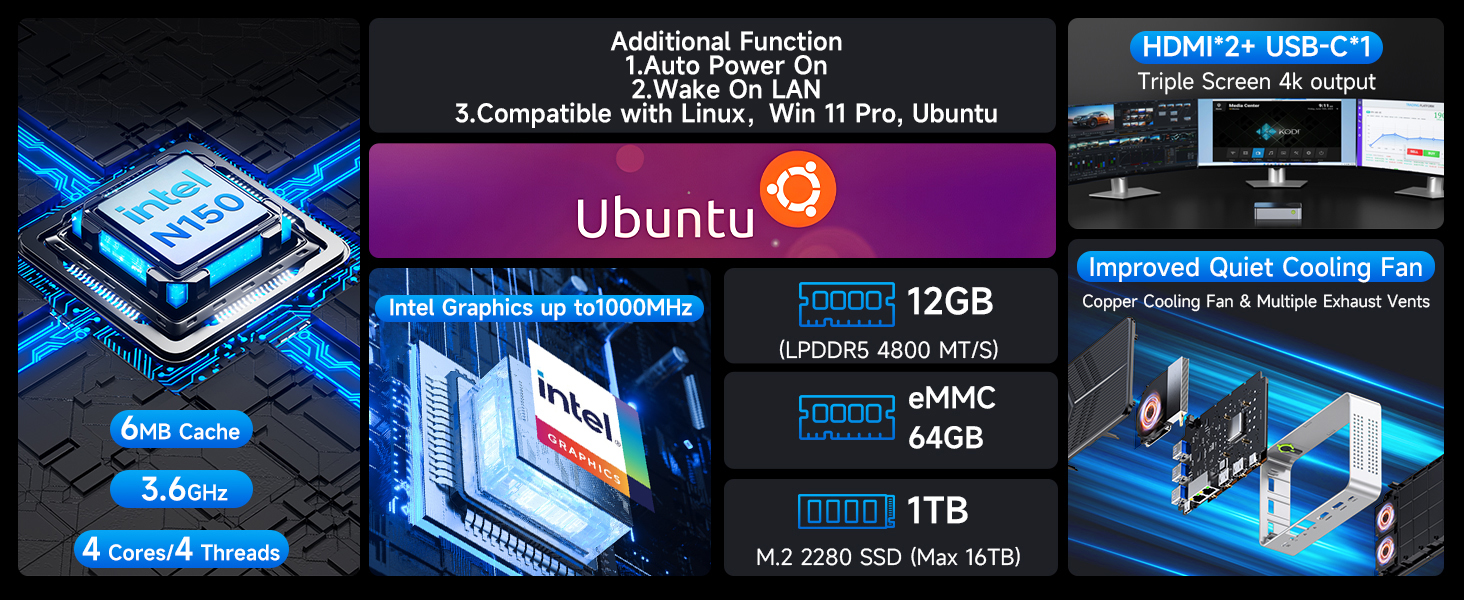 mini pc intel n150 business office gaming mini pc all in one desktop computer