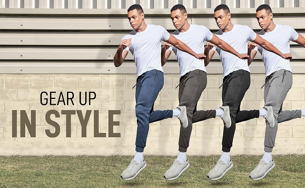 men fleece joggers workout sweatpants zipper pockets drawstring active athletic comfortable pants