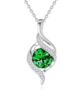 FANCIME Gift for Women Birthstone Necklace for Women Round Birthstone Necklace S925 Sterling Silv...