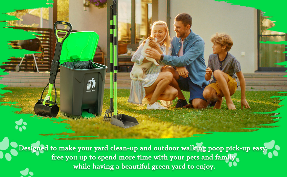 MXF Pooper Scooper Set, Dog Poop Trash Can for Outdoors