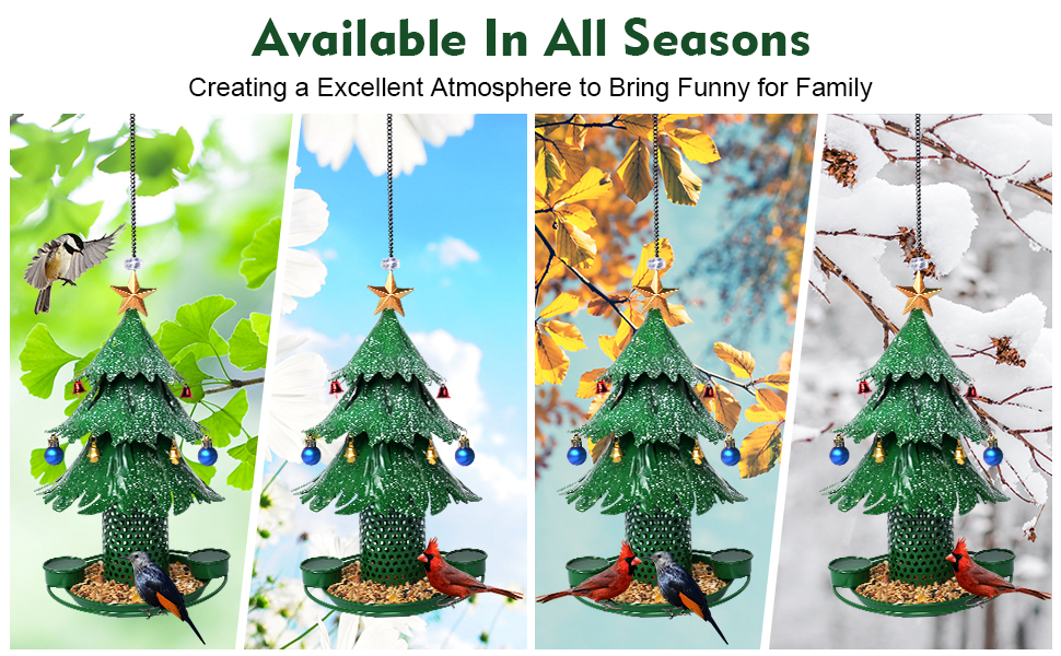 Christmas Tree Bird Feeder for Outdoor Hanging Wild Bird Feeder Decora