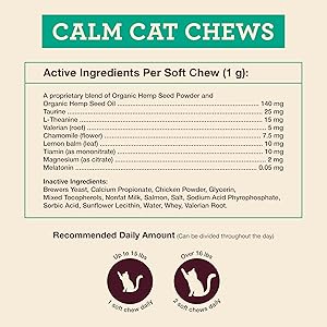 directions for calm cat Hemp Well soft chews