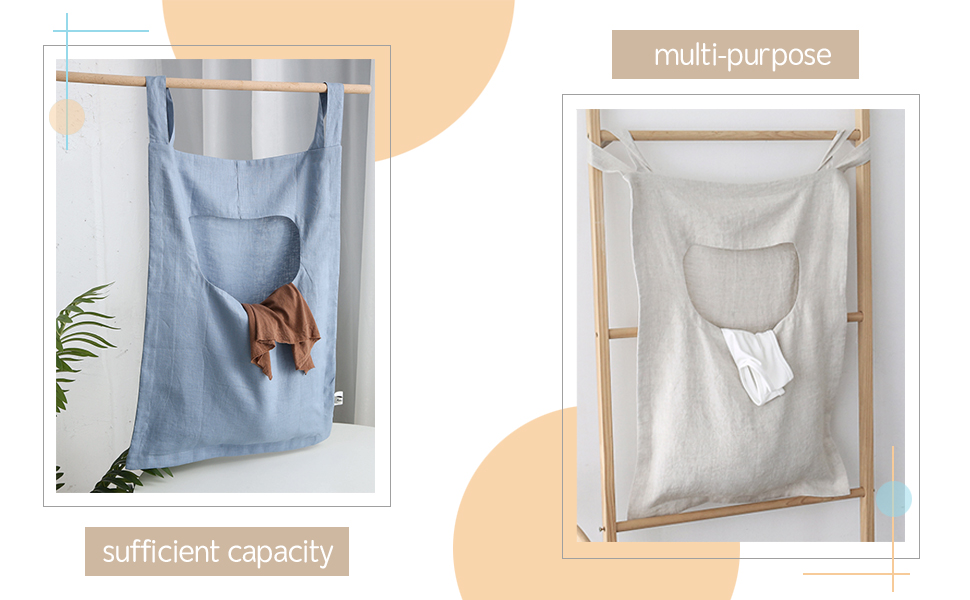 Amazhiyu 100 Linen Door Hanging Laundry Hamper Bag, 19x27 Inches