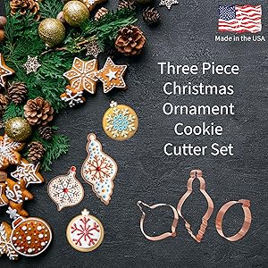Vintage Style Christmas Ornament Cookie Cutters, Handcrafted Gifts Made in the USA by The Fussy Pup