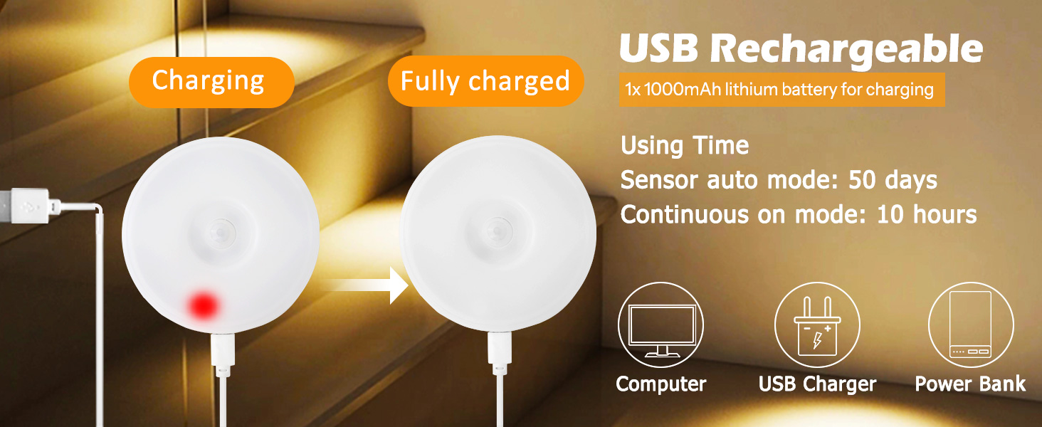 motion sensor night light rechargeable