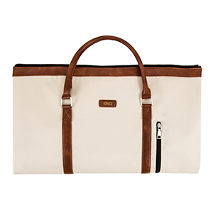 Garment bag features full length zipper, easy packing