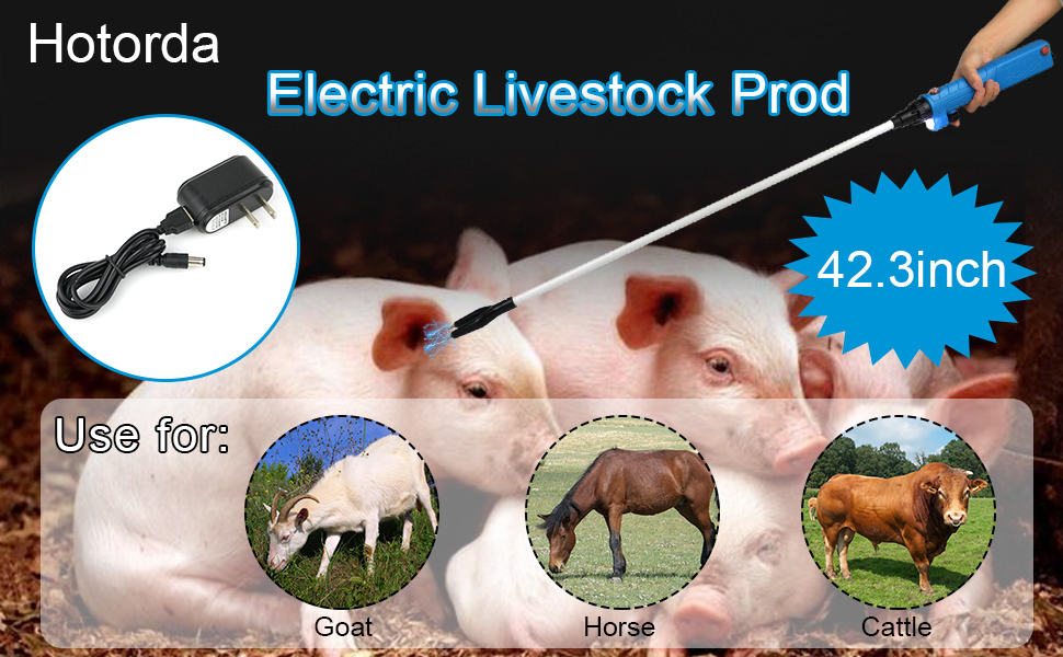 Livestock Prod with Charger, Rechargeable Cattle Prod 42