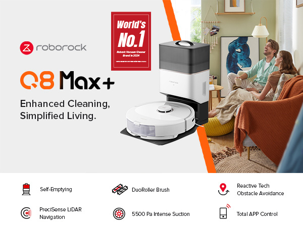 Amazon.com - roborock Q8 Max+ Robot Vacuum and Mop, Self