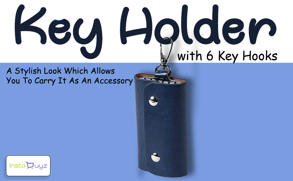 Instabuyz PU Leather Key Case Pouch Wallet Keychain Key Holder with 6