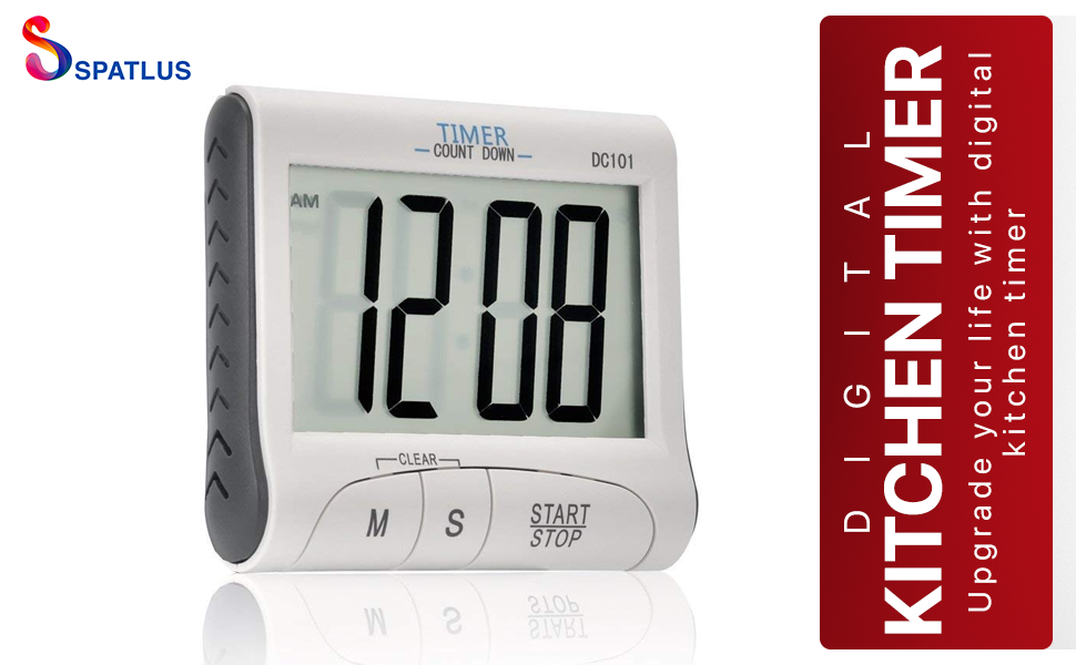 Spatlus Digital Kitchen Timer, Kitchen Timer Large LCD Display
