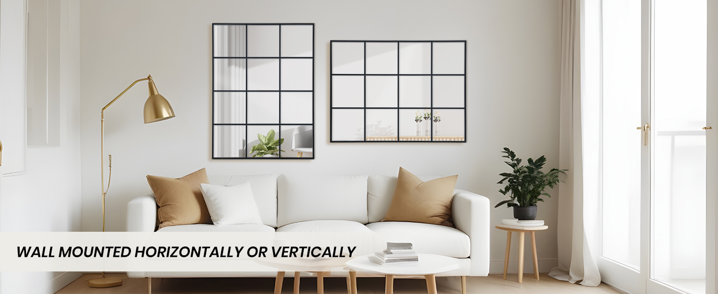 Windowpane Wall Mirror 24"x36" Wall Mounted Art Pane Mirror