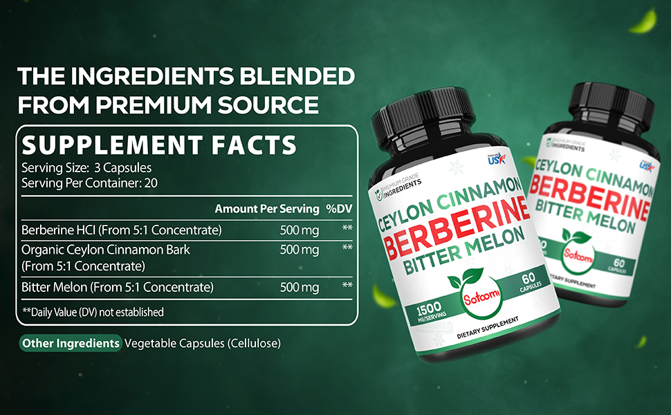 S89. Satoomi - Berberine - 1500 mg -60 caps