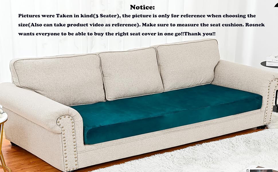 Rosnek Velvet Couch Cushion Covers Stretch for Sectional
