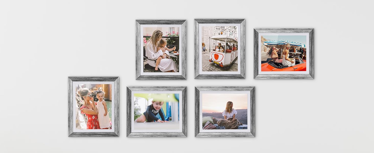 MEBRUDY 8x10 Picture Frame (Silver, 6 Pack), Display