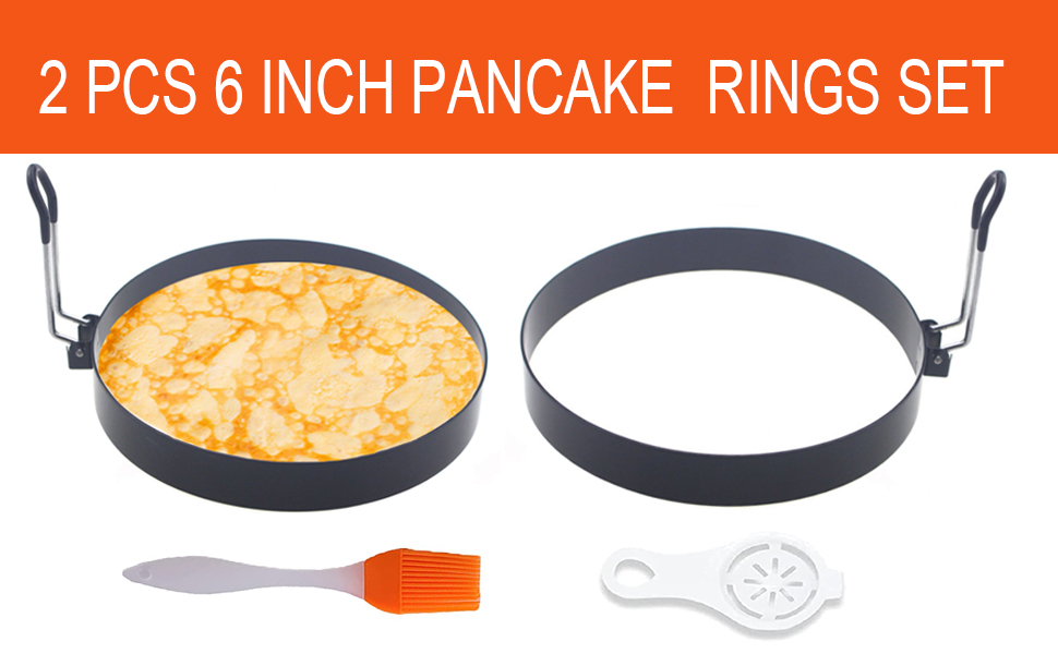 Pancake Mold Ring for Griddle,2 Packs 6 Inch Egg Pancake
